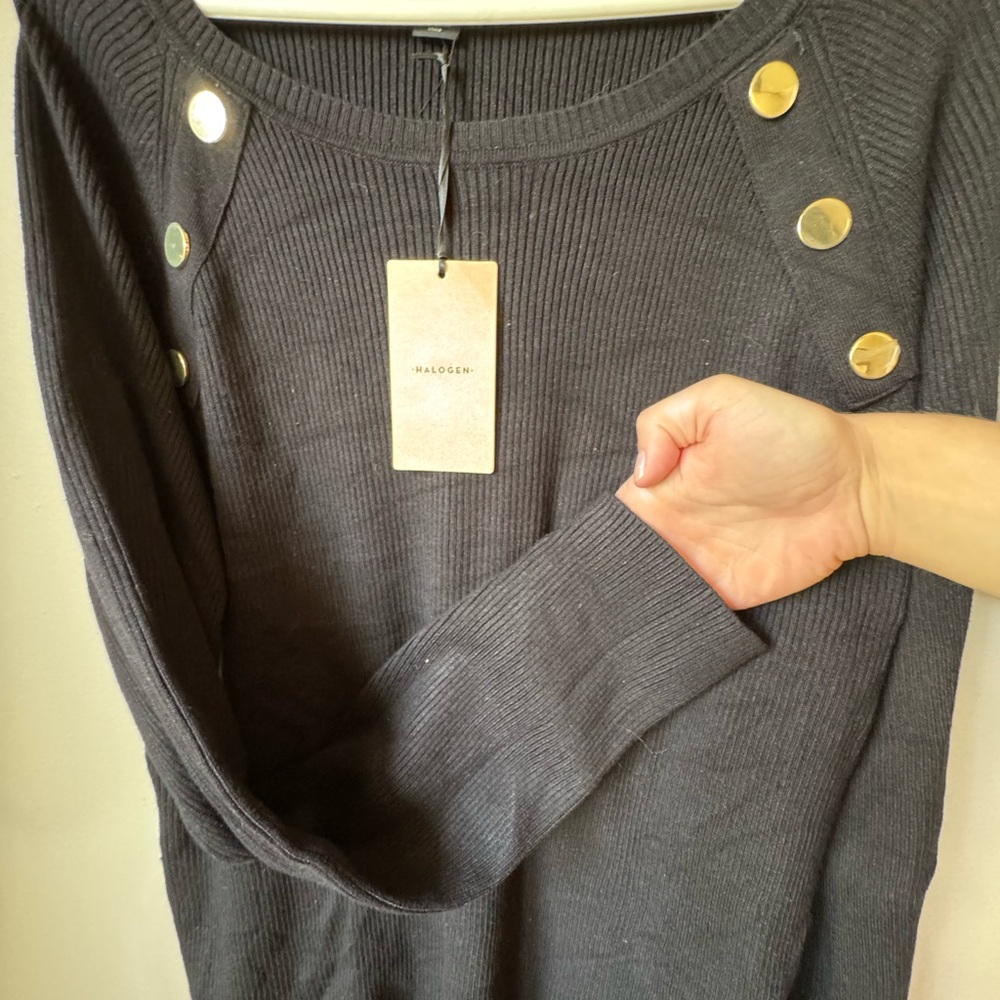 Halogen - Gold Button Rib Sweater - Picture 6 of 7